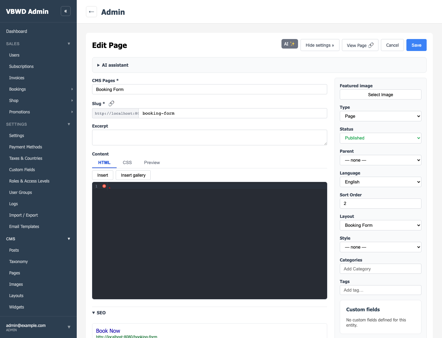 The page editor.