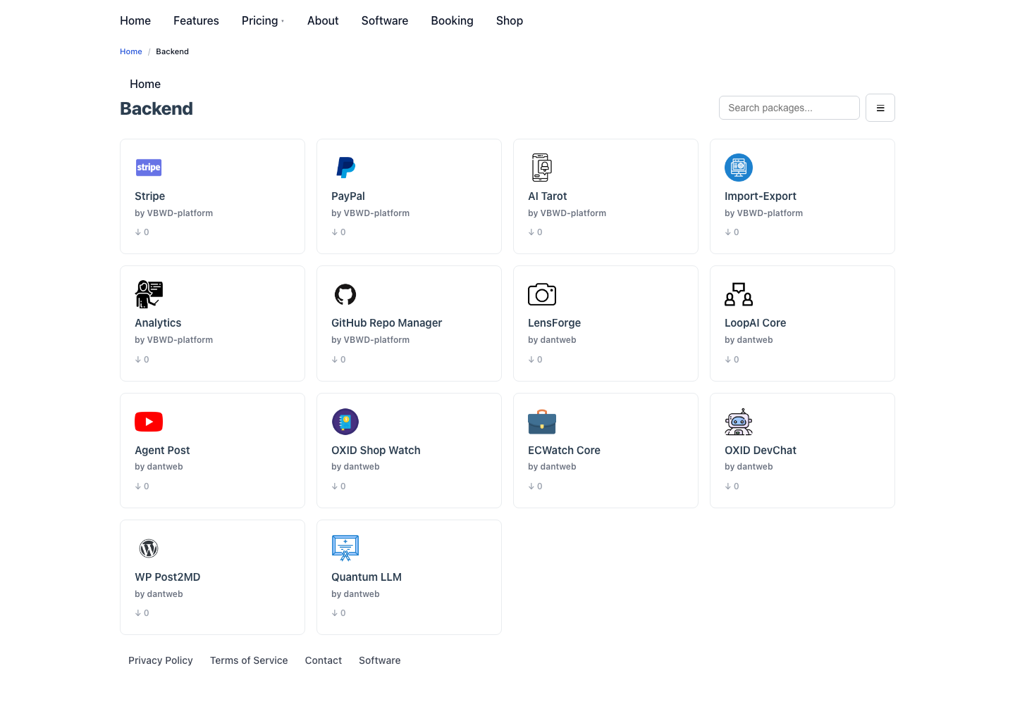 The GHRM marketplace — software packages for sale.